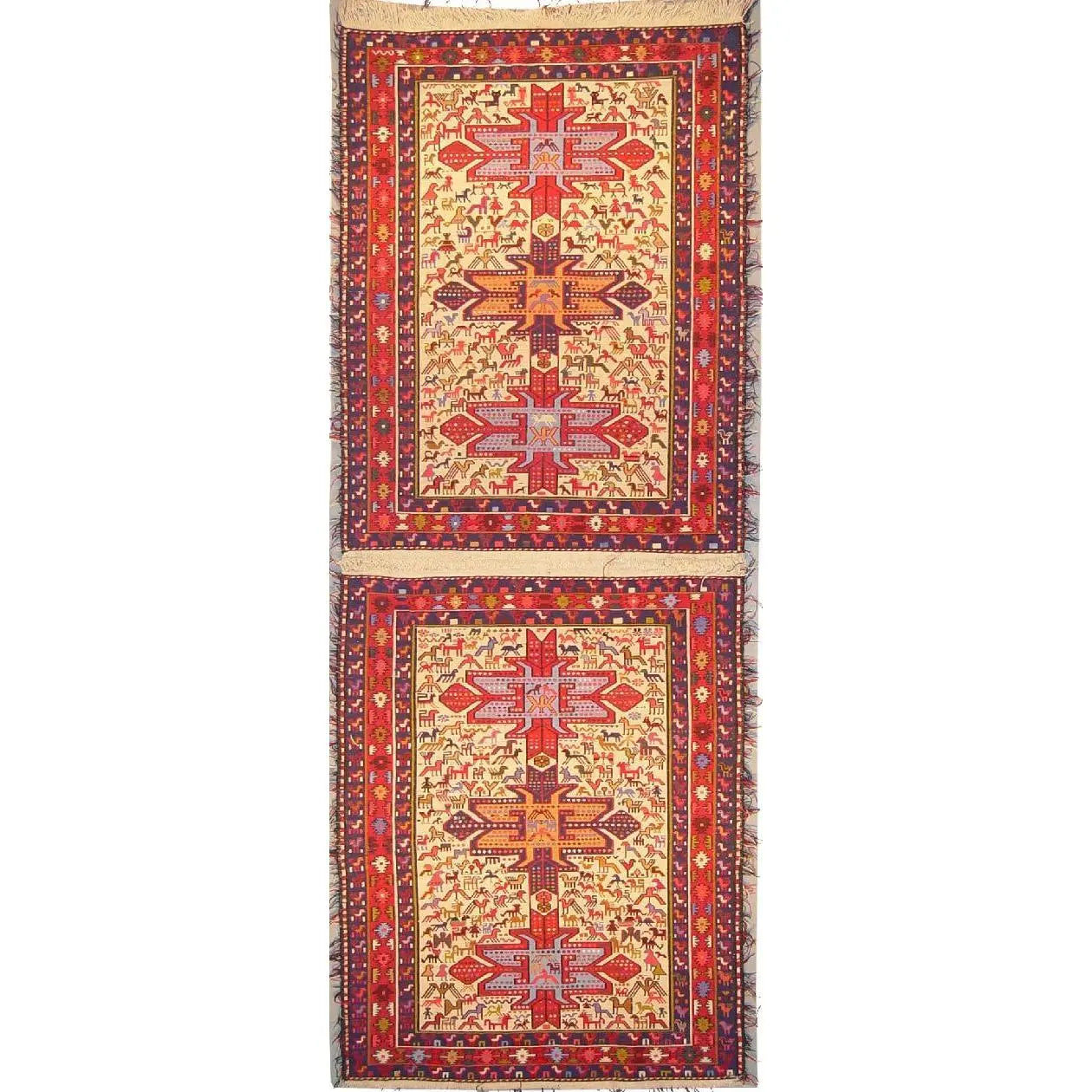 One Of The Kind Hand-Knotted Kilim Soumak 4'11" X 3'7"
